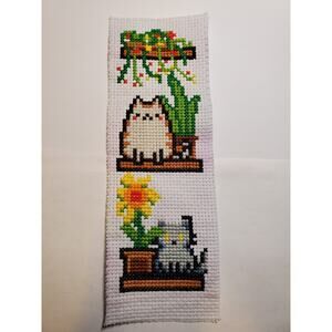 Cross Stitch Cat Bookmark - Hand Made